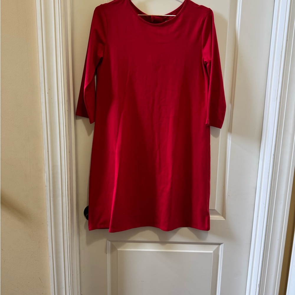 Old Navy Red Sheath Dress 3/4 Sleeve Crew Neck Casual